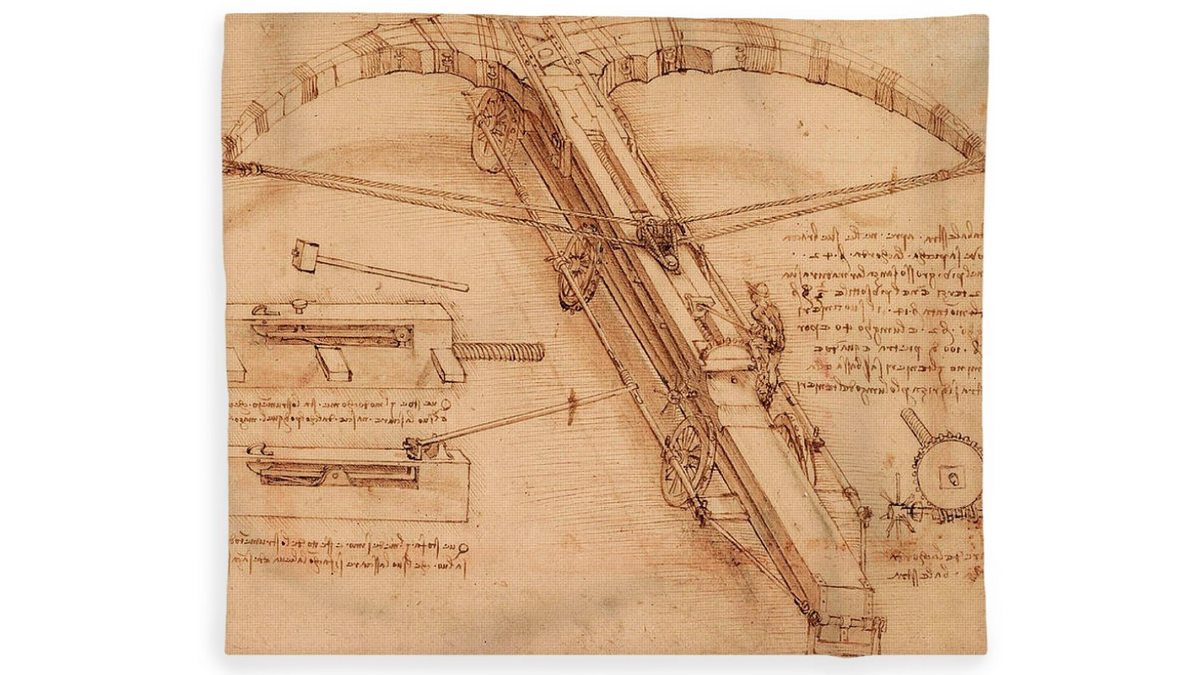 Codex Build Design Drawing Codex Atlanticus drawings by Leonardo Da Vinci on display | P55.ART