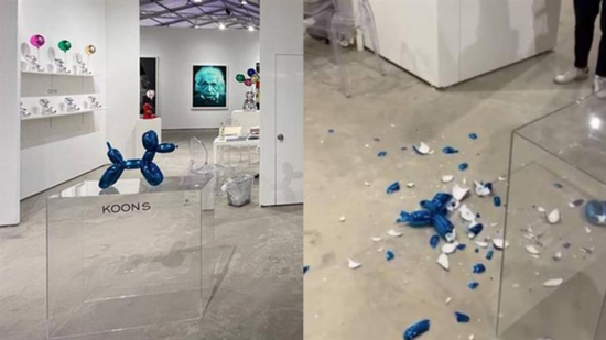 Escultura do artista americano Jeff Koons foi destruída