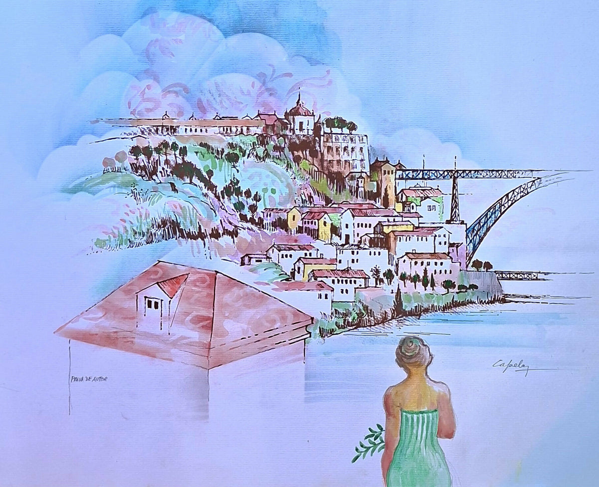 Júlio Capela - ''Olhando mosteiro de Serra do Pilar V.N.Gaia' - Serigrafia
