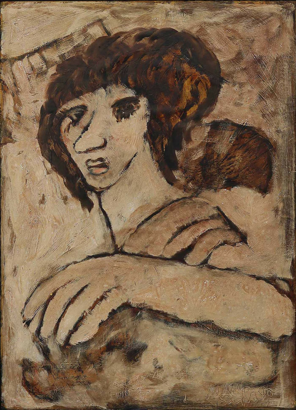 Título de Mario Silva, acrílico, madera, 70 x 50 cm, molde, 80 x 60 cm, 1990