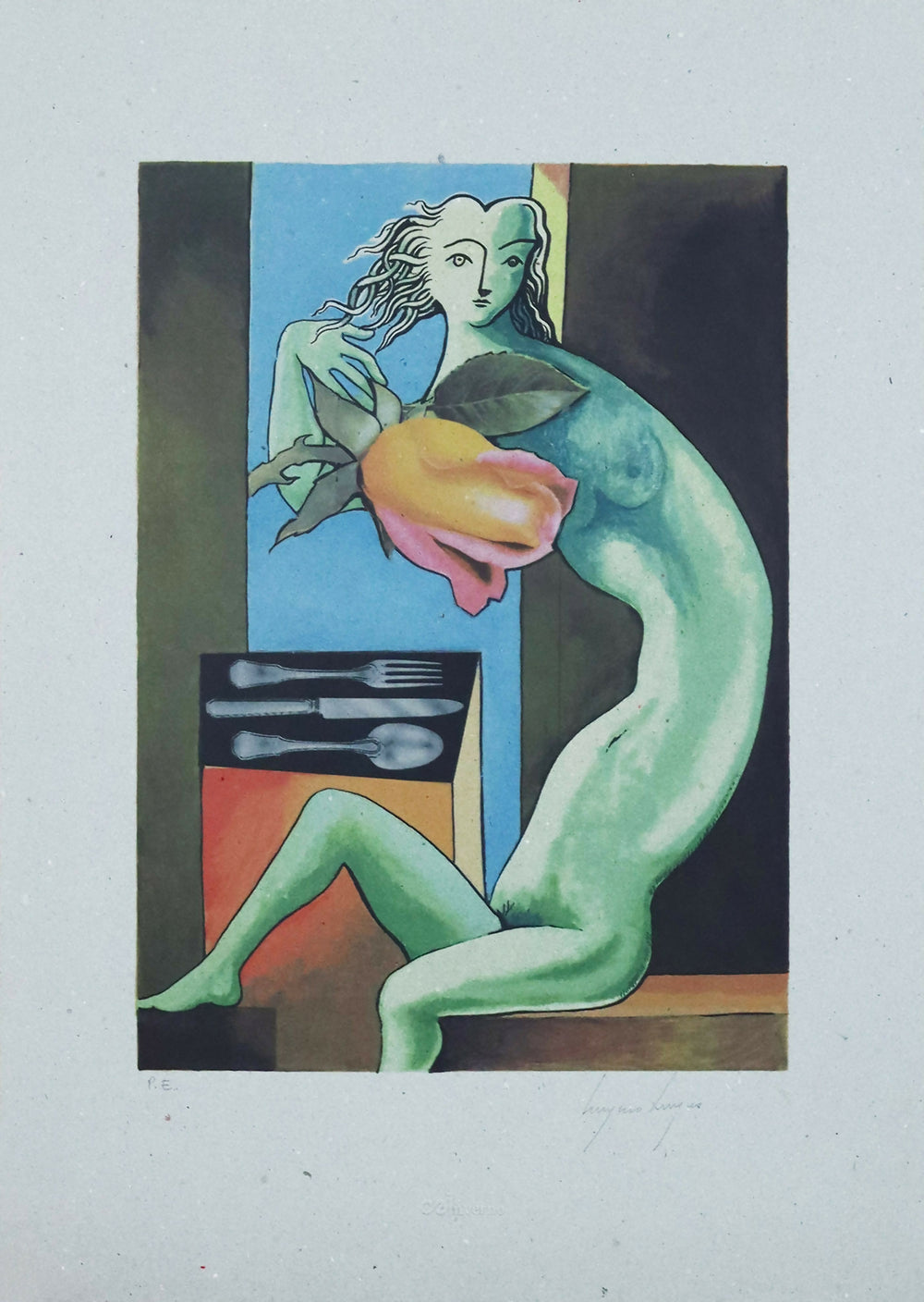 Cruise-Seixas-The-Supper-of-Rosacea-screenprint-s-PE-paper-stain-345x25-cm-total-505x355-cm