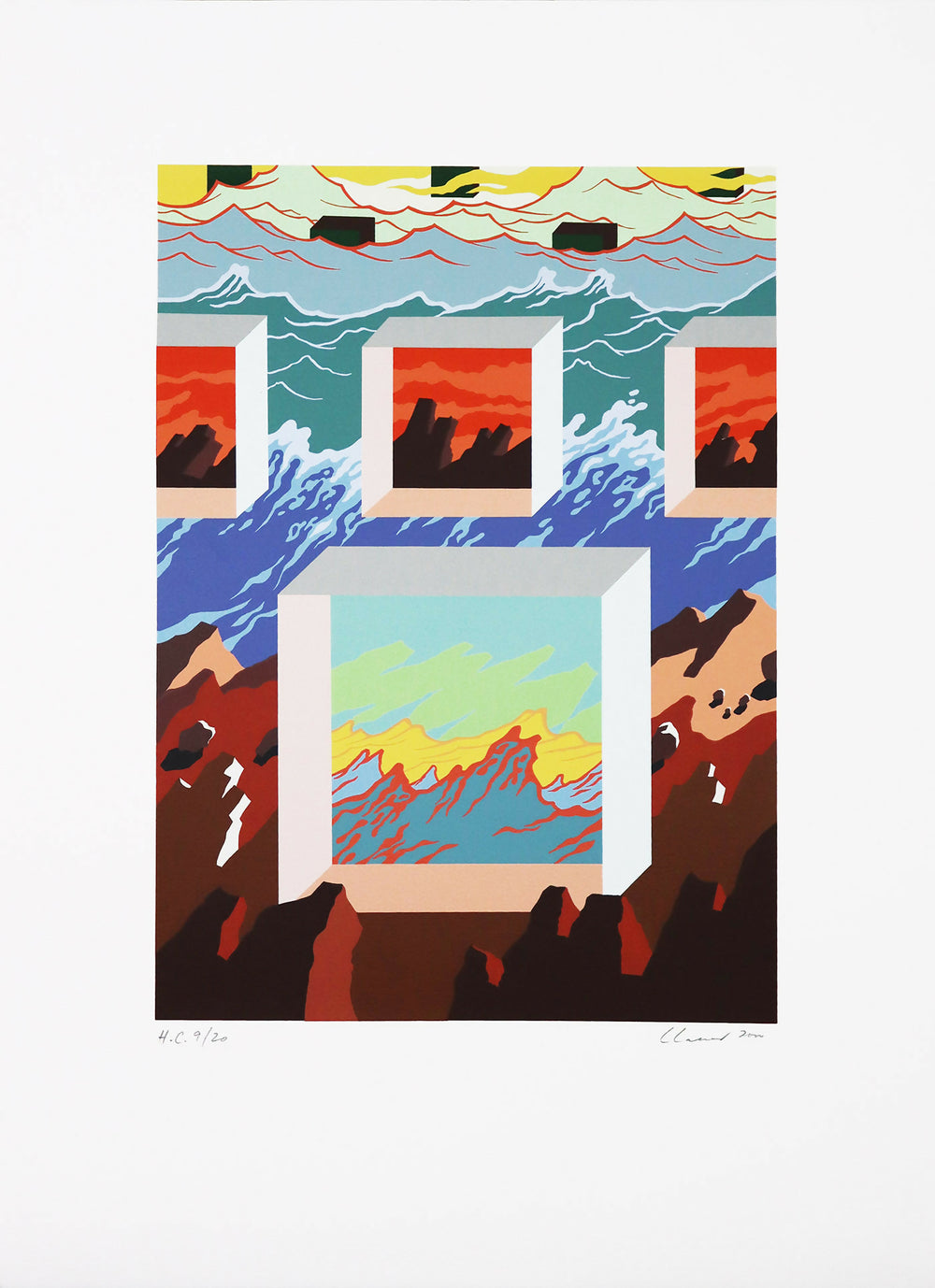 Carlos-Calvet-s-Titel-Siebdruck-s-Papier-HC-9-20-Fleck-46x33-cm-Gesamt-70x50-cm-2000