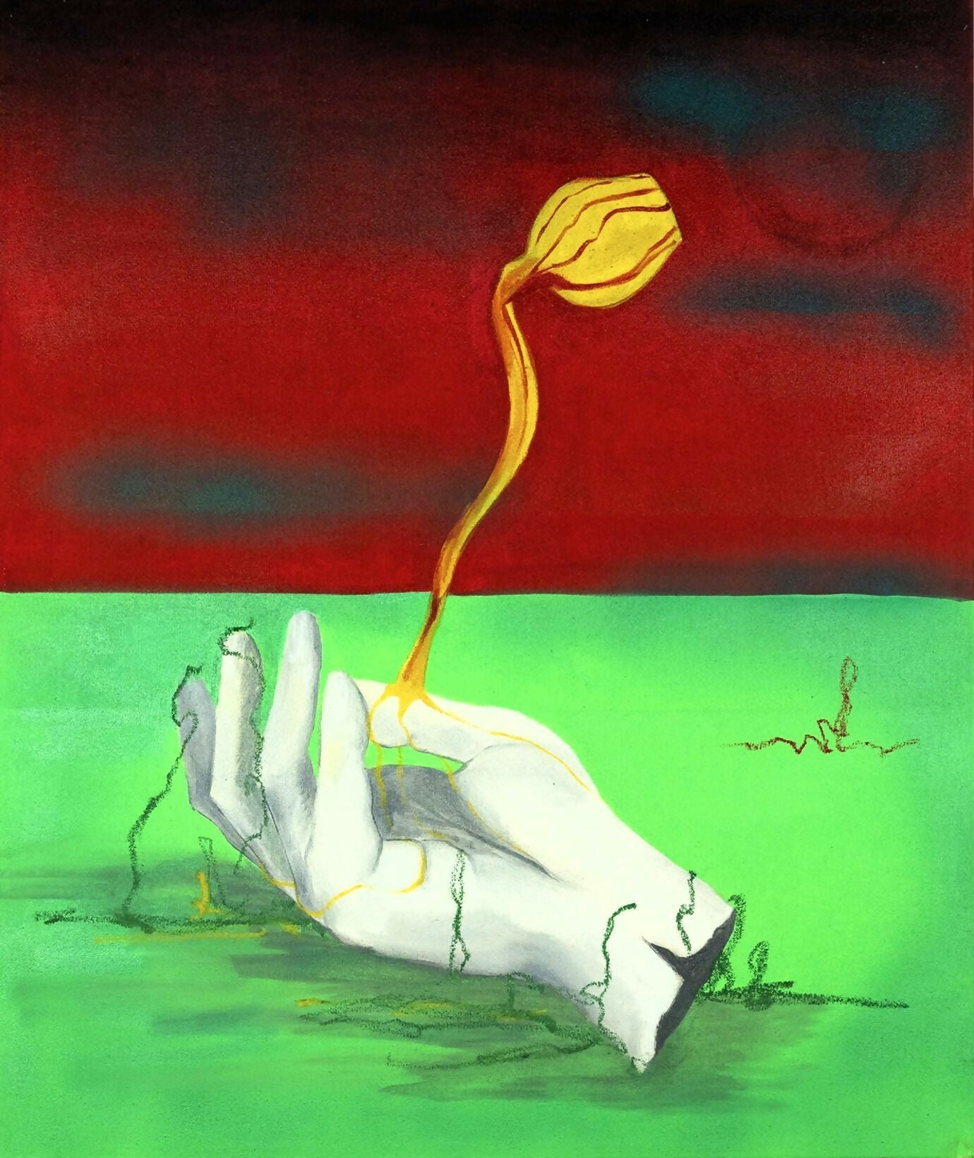 Lo que crece de la ruina 55 x 46 cm., mixta sobre lienzo_2025