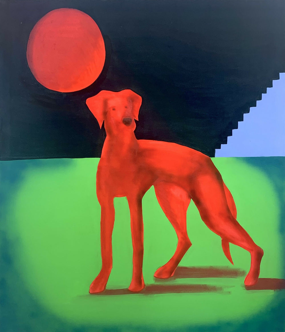 The dogs keep me 116 x 100 cm., mixed on linen_2024