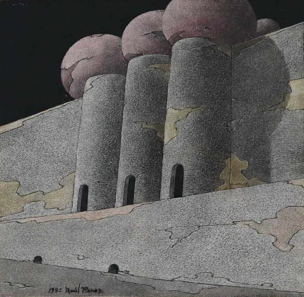 Raúl Pérez, título, técnica mixta, tarjeta, 23 x 23 cm, 1982