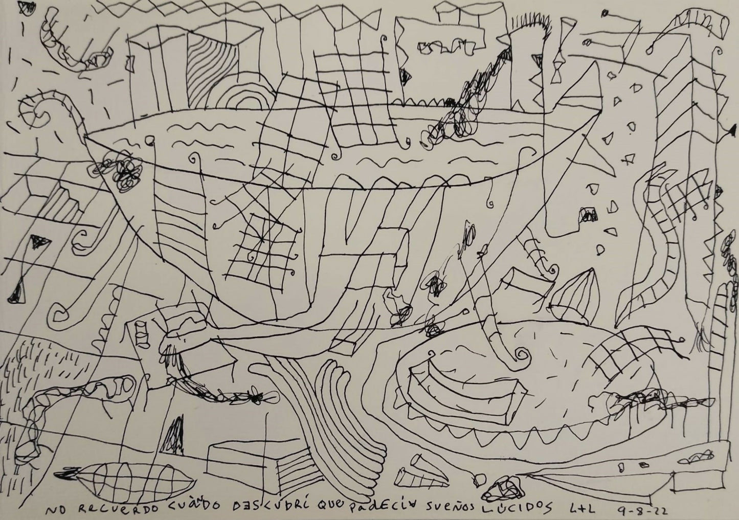 No recuerdo cuándo descubrí que padecía sueños lúcidos 21 x 29 cm., tinta sobre papel_2022
