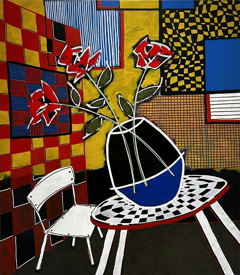 Ike-Ferreira-Yellow-Room-Vase-Acryl-auf-Leinwand-100-x-80-cm-2024-180000