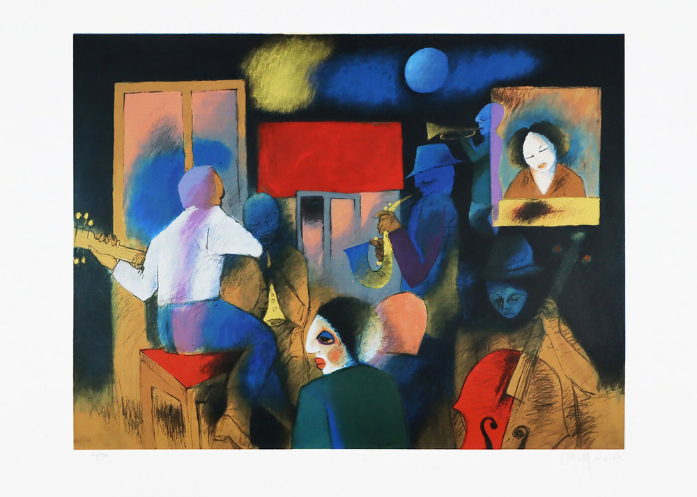 Roberto-Chichorro-Musiqueiros-aller-Parteien-Siebdruck-auf-Papier-75-150-Fleck-60x80-cm-insgesamt-72x100-cm-2023