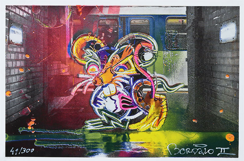 Bordalo II - Impresión de rata iluminada en papel n.° 41, 300 x 29 x 41 cm