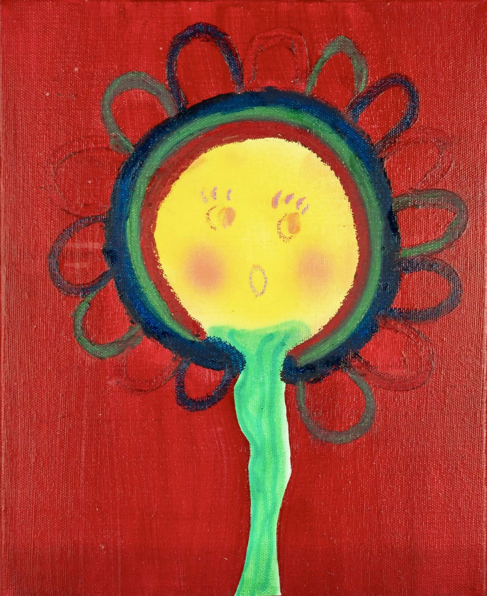 Flor que se asusta 27 x 22 cm., mixta sobre lienzo_2024