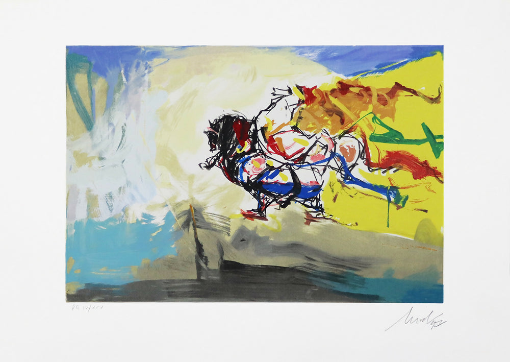 Artur-Bual-horses-screenprint-s-paper-PA-IV-XXV-stain-35x52-cm-total-50x70-cm