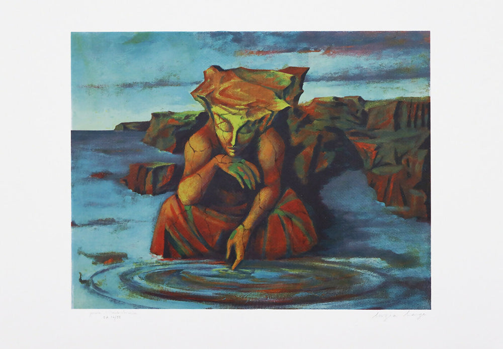 Luzia-Lage - La vida de los acantilados - serigrafía intervenida - EA - 14-25 - dim. mancha - 395 x 515 cm - dim. total - 50 x 72 cm