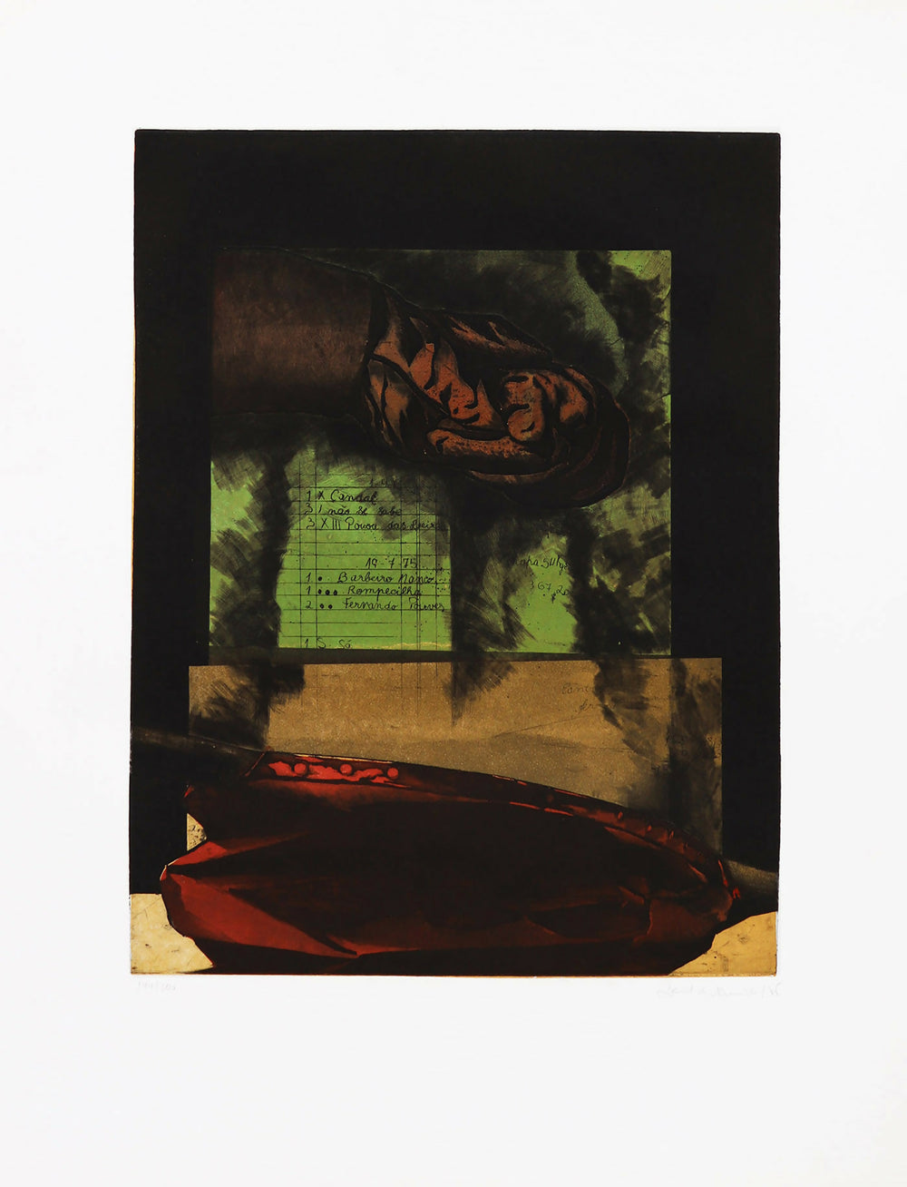 David de Almeida, título, grabado sobre papel, n.º 144, 200 manchas, 50 x 365 cm, total 70 x 52 cm, 1975