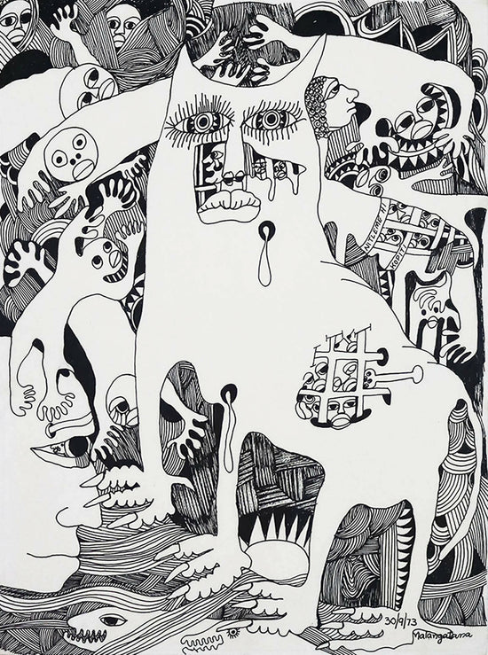 Malangatana-s-titulo-Tinta-da-china-s-papel-53-x-39-cm-mold-78x65-cm-1973-1
