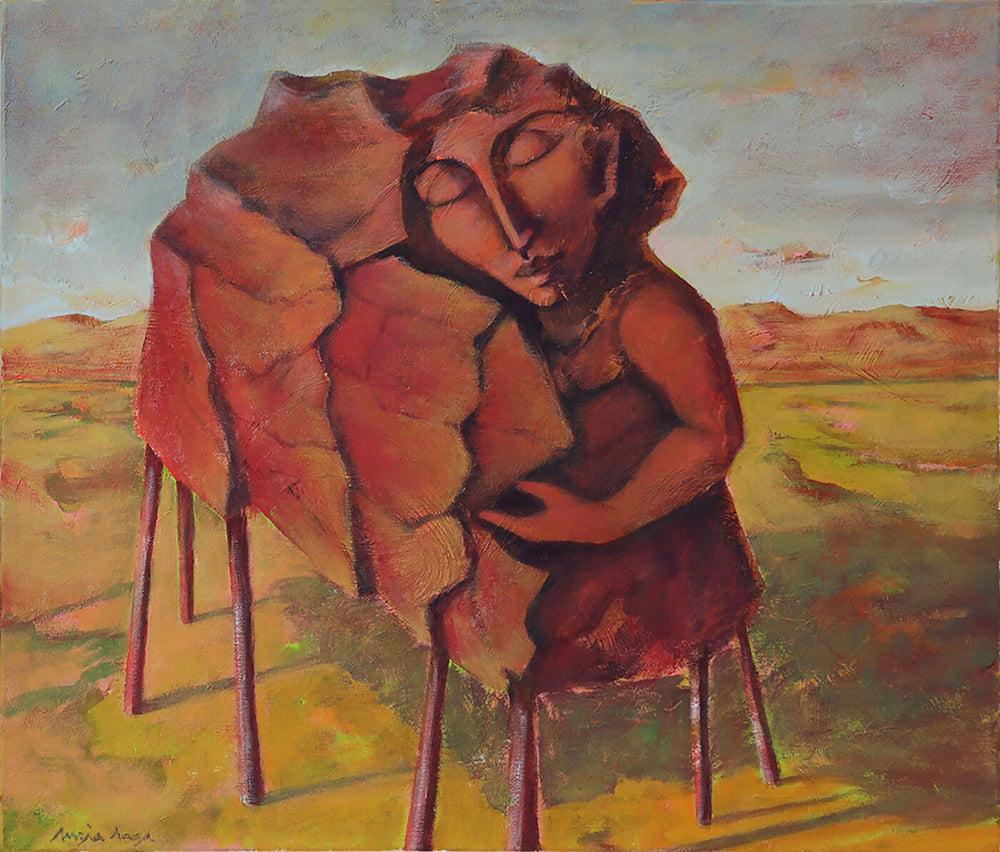 Luzia Lage – Die Bergpause – Acryl-Leinwand – 60x70 cm – Form 70x80 cm –