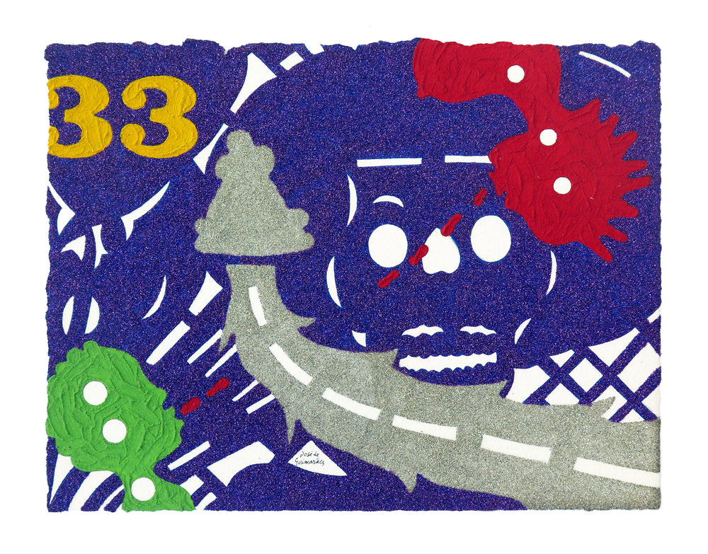 409 - José de Guimarães - O Ritual da Serpente, guache sobre papel, 29,5 x 38,5 cm