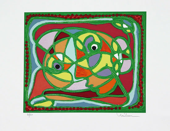 Luis-Soares-Masken-Siebdruck-auf-Büttenpapier-Nr. 67-150-Fleck-38x45-cm-Gesamt-50x65-cm