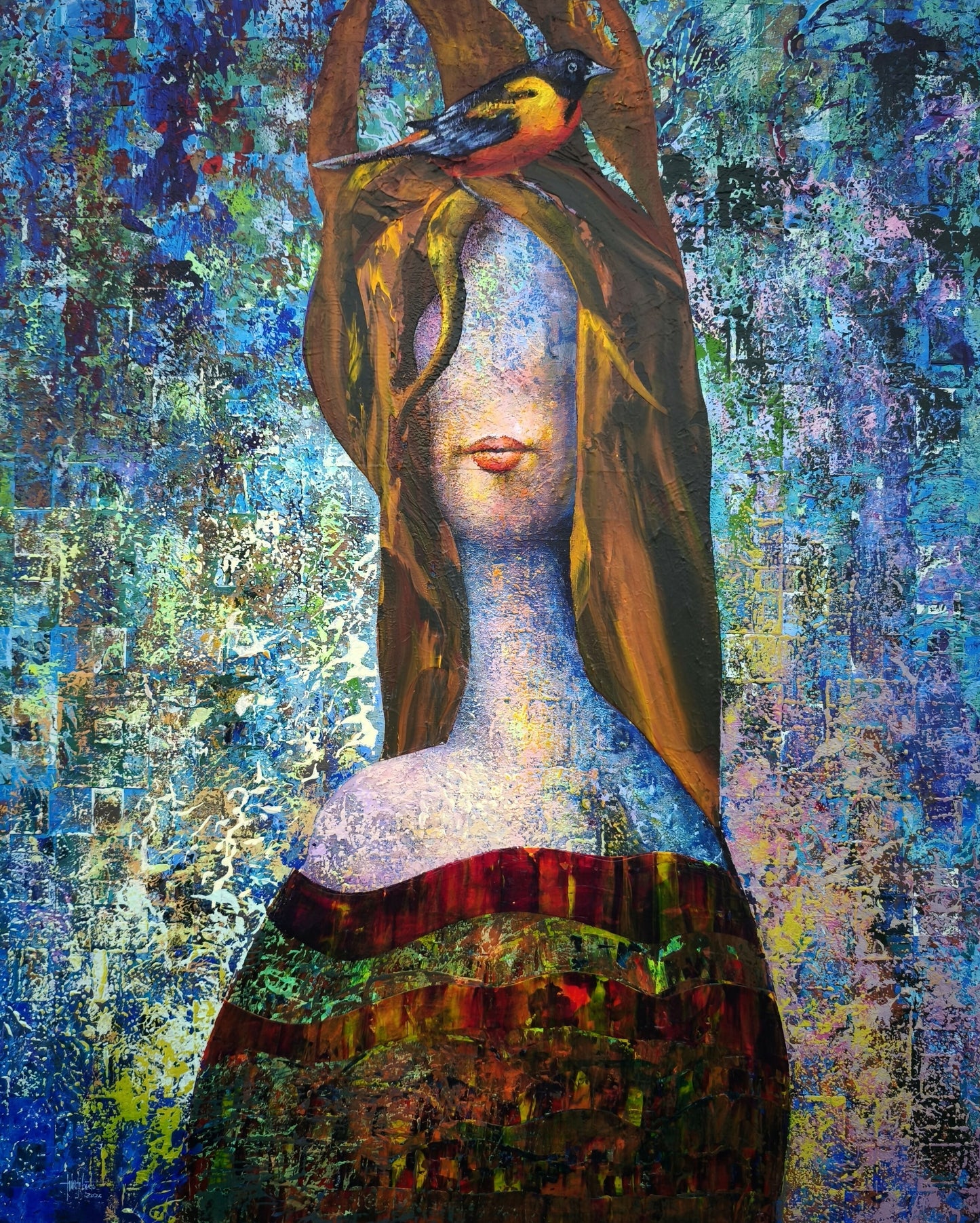 Luís Liberato - Rapariga no jardim - Pintura
