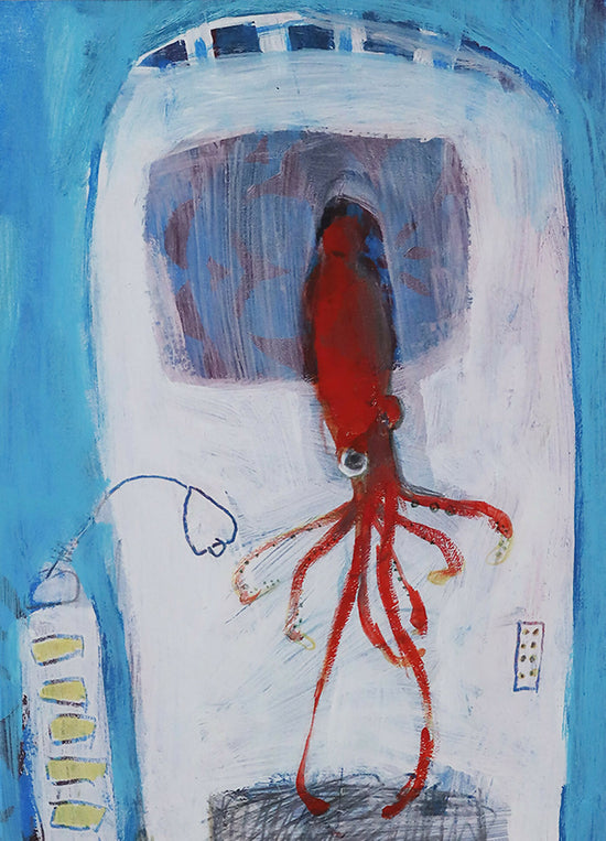 Anna-stankiewiez - Pulpo - acrílico sobre papel - 29 x 20 cm - molde - 42 x 32 cm - 2011