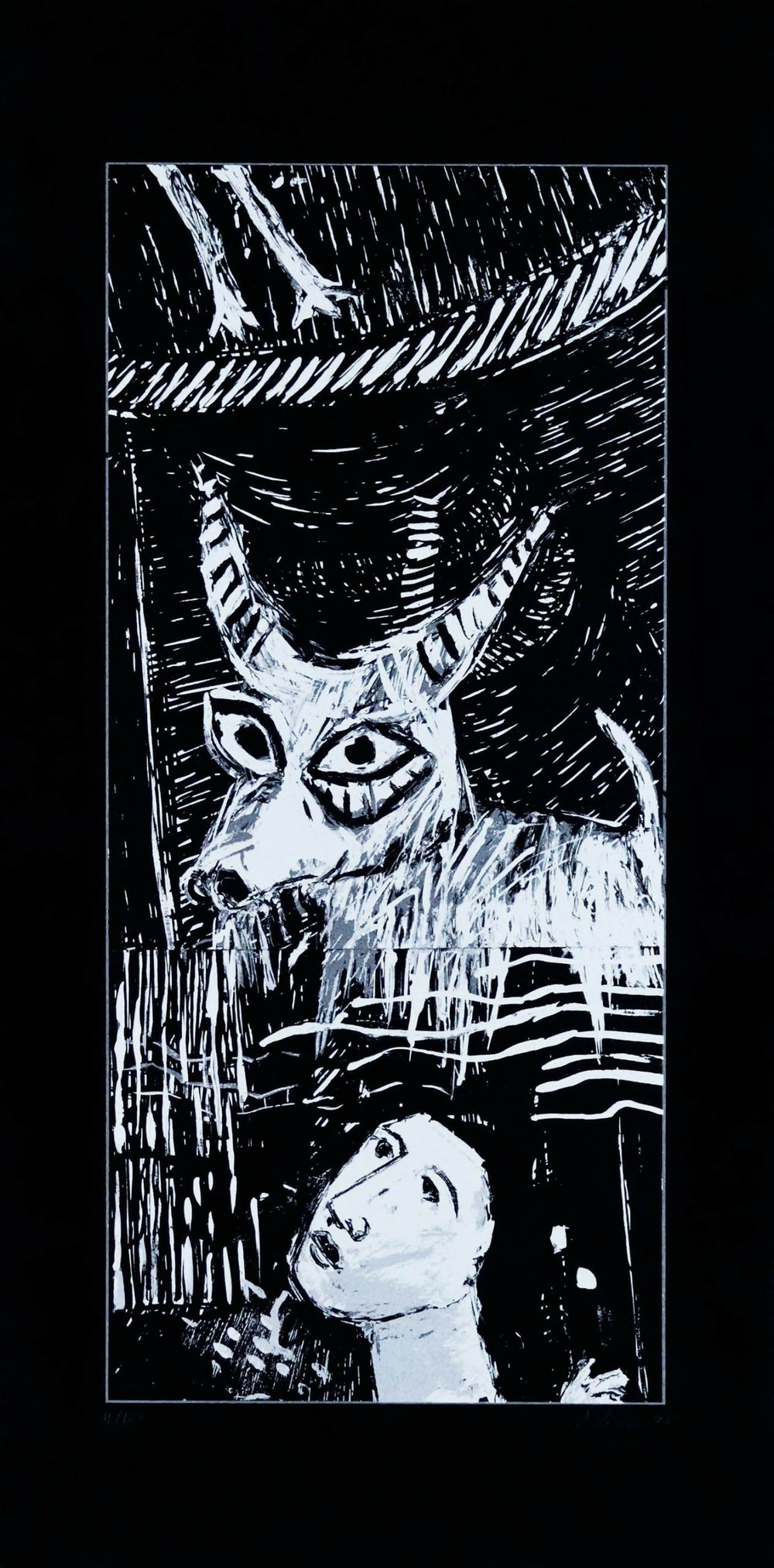 Alberto-Pessimo-s-Titel-Serigraphie-s-Papier-Nr. 11-100-Fleck-59x26-cm-Gesamt-75x37-cm1998.-Skaliert