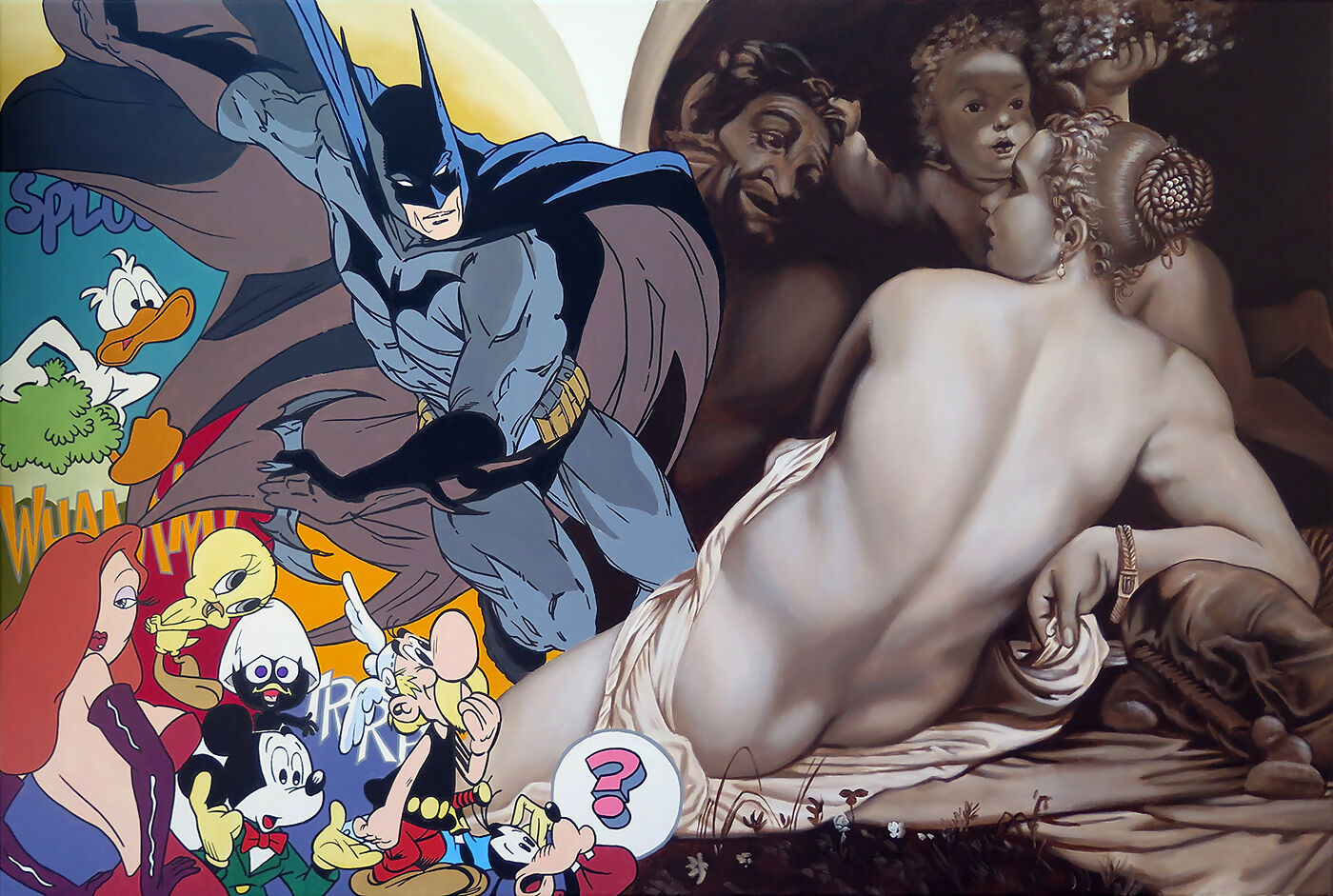 Silvio-Fiorenzo-Batman-e-Carraci-acrilico-sobre-tela-100-x-150-cm-.
